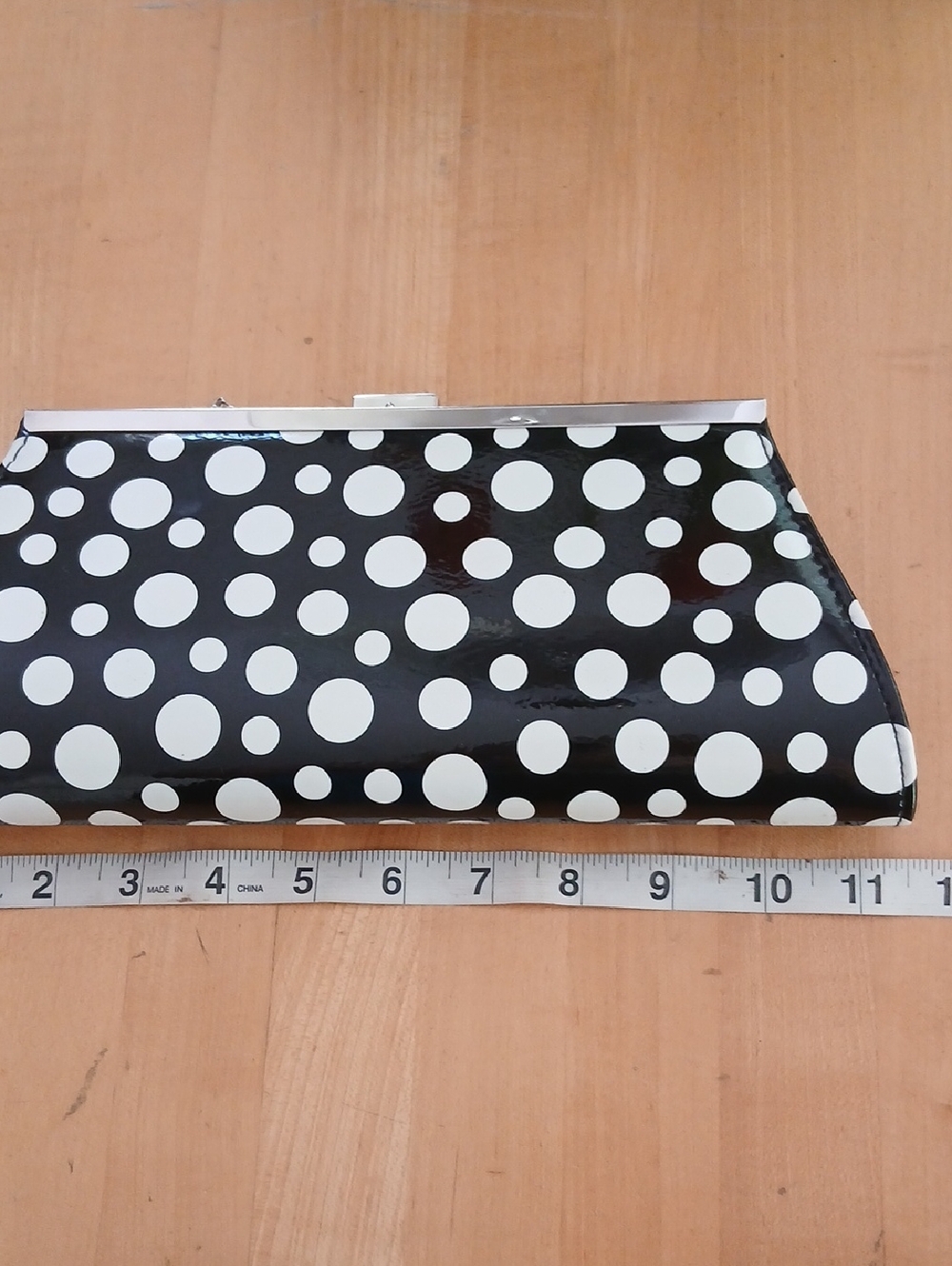 Neiman Marcus Patent Polka Dot Clutch - Picture 8 of 8